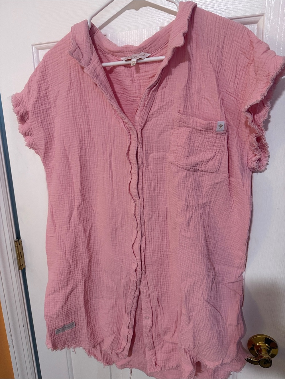 Lightweight Pink Gauze Button-Front Women's cover up simply southern